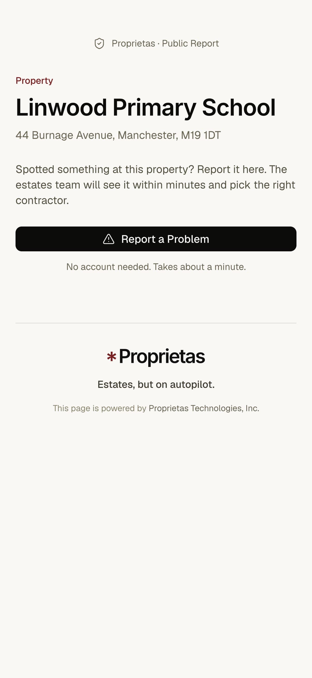 A tenant fills in the report form on their phone — what's wrong, where, photos